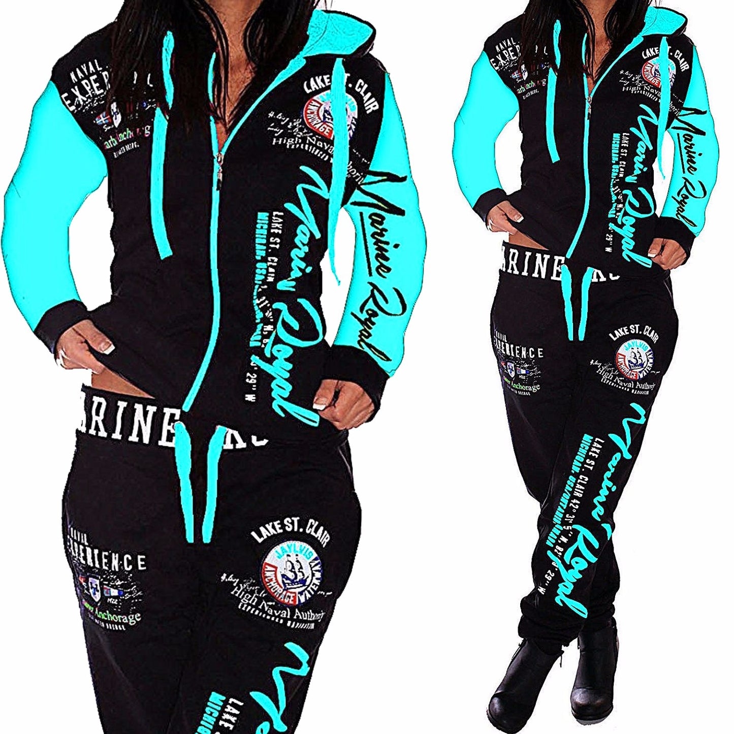 Women Sets Clothes Hoodies Pants 2 Piece Set Warm Ladies Printed Women Outfits Matching Suit Women Tracksuit