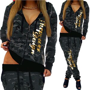 2 Piece Set Women Casual Sports Set Tracksuits Pullover Top Shirts Jogging Suits Print Sportswear Hooded Sweatshirt Pants