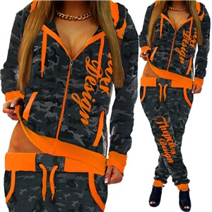 2 Piece Set Women Casual Sports Set Tracksuits Pullover Top Shirts Jogging Suits Print Sportswear Hooded Sweatshirt Pants
