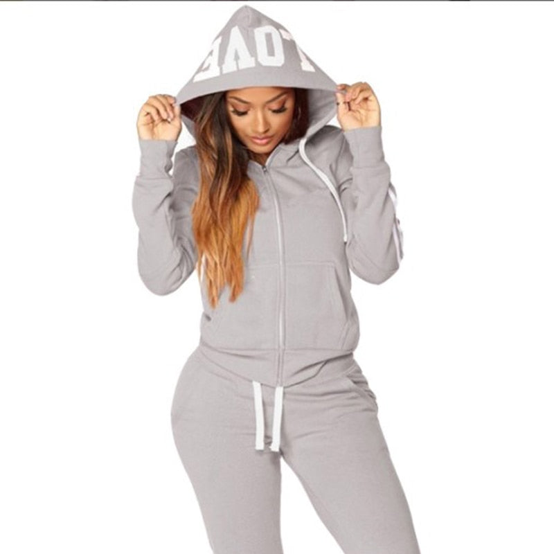 Fashion Women Tracksuits Zip Up Sweatshirt & Pants 2 Piece Sets Sportwear Femme Sports Suit Hoodies Female Outfits Clothes