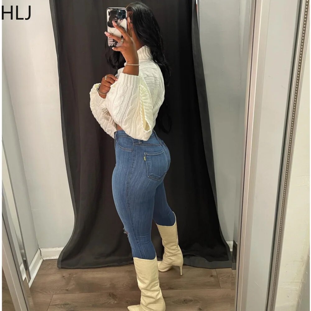 Fashion Streetwear Women Knit Solid Turtleneck Pullover Casual Long Sleeve Loose Sweater Autumn Female Top