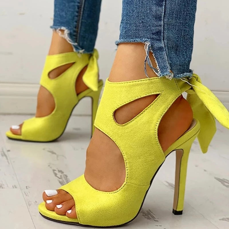 Fashion Women Pumps Sexy Peep Toe Colorful Bowknot Female Shoes Leisure Thin High Heel