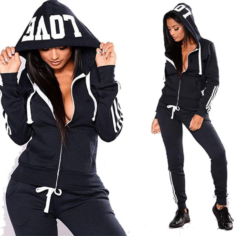 Fashion Women Tracksuits Zip Up Sweatshirt & Pants 2 Piece Sets Sportwear Femme Sports Suit Hoodies Female Outfits Clothes